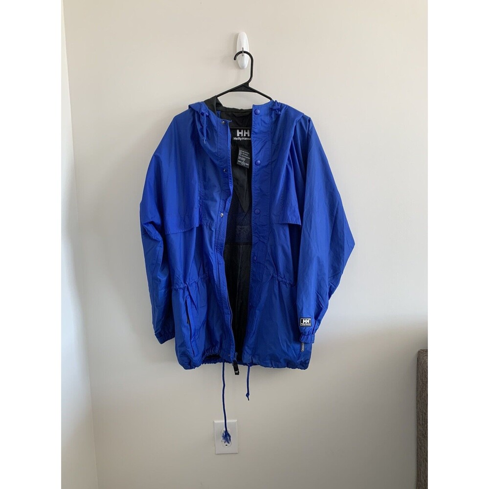 Helly Hansen Jacket Men's Small Blue Full Zip Windbreaker Nylon Packable Hooded